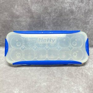 Hefty Clear & Blue Plastic 12-Egg Storage Container With Locking Lid BPA Free